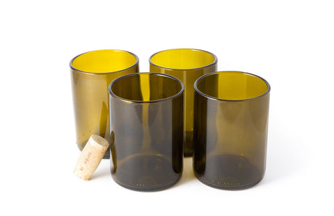 Amber Flat Bottom 12oz Recycled Wine Bottle Glasses