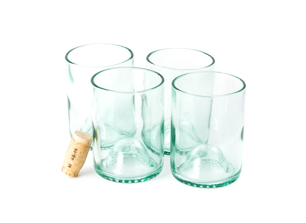 Wine Punts Recycled Wine Bottle Tall Drinking Glasses in Aqua - 16 oz. (Set  of 4)