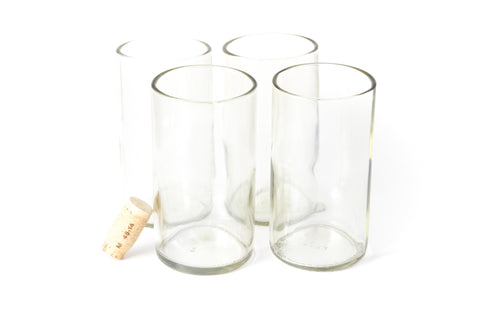 Clear Flat Bottom 16oz Recycled Wine Bottle Glasses
