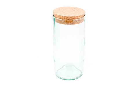 8" Aqua Cork Top Recycled Wine Bottle Canister