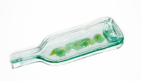Recycled Wine Bottle Serving Tray with Green Mosaic
