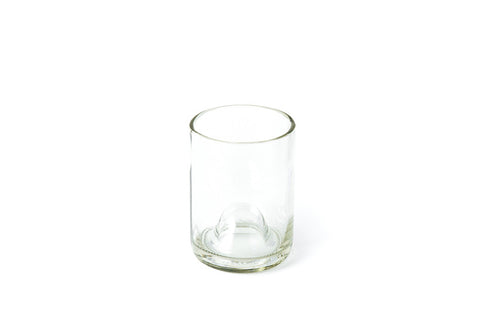 Wine Punts Recycled Wine Bottle Short Flat Bottom Drinking Glasses in Clear  (Set of 4)