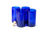 Blue Flat Bottom 16oz Recycled Wine Bottle Glasses