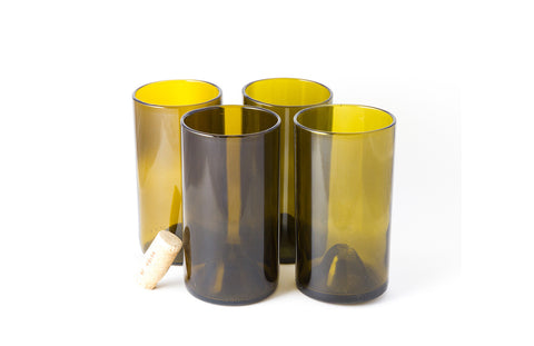 Wine Punts Recycled Wine Bottle Short Drinking Glasses in Aqua