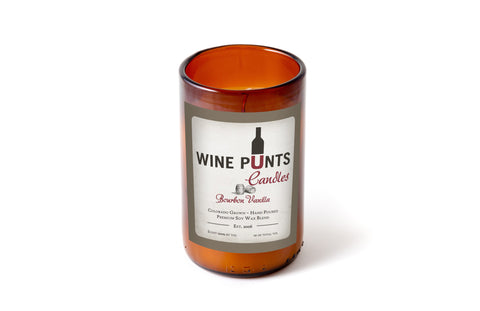 Bourbon Vanilla Scent Candle In Recycled WIne Bottle Glass