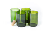 Green Flat Bottom 12oz Recycled Wine Bottle Glasses