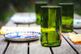 Green Flat Bottom 16oz Recycled Wine Bottle Glasses