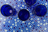 Blue Flat Bottom 16oz Recycled Wine Bottle Glasses