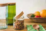 4" Aqua Cork Top Recycled Wine Bottle Canister