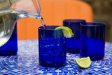 Blue Flat Bottom 12oz Recycled Wine Bottle Glasses