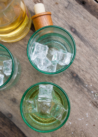 Wine Punts Recycled Wine Bottle Short Drinking Glasses in Aqua