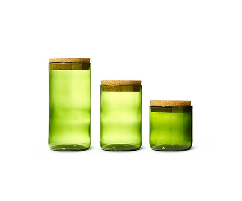 Kelly Trio - Cork Top Recycled Wine Bottle Canister Set