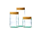 Aqua Trio - Cork Top Recycled Wine Bottle Canister Set